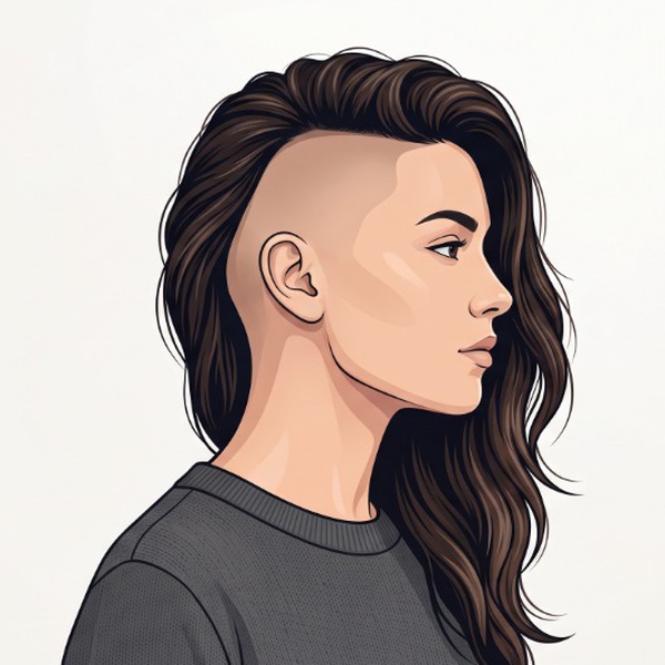 Shaved side hairstyle for EEG electrode placement
